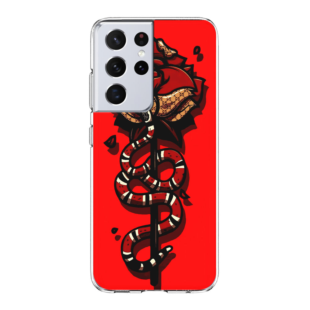 Red Rose Red Snake Samsung Galaxy S21 Ultra Case-Phone Case-Clear Soft Case-Altracase