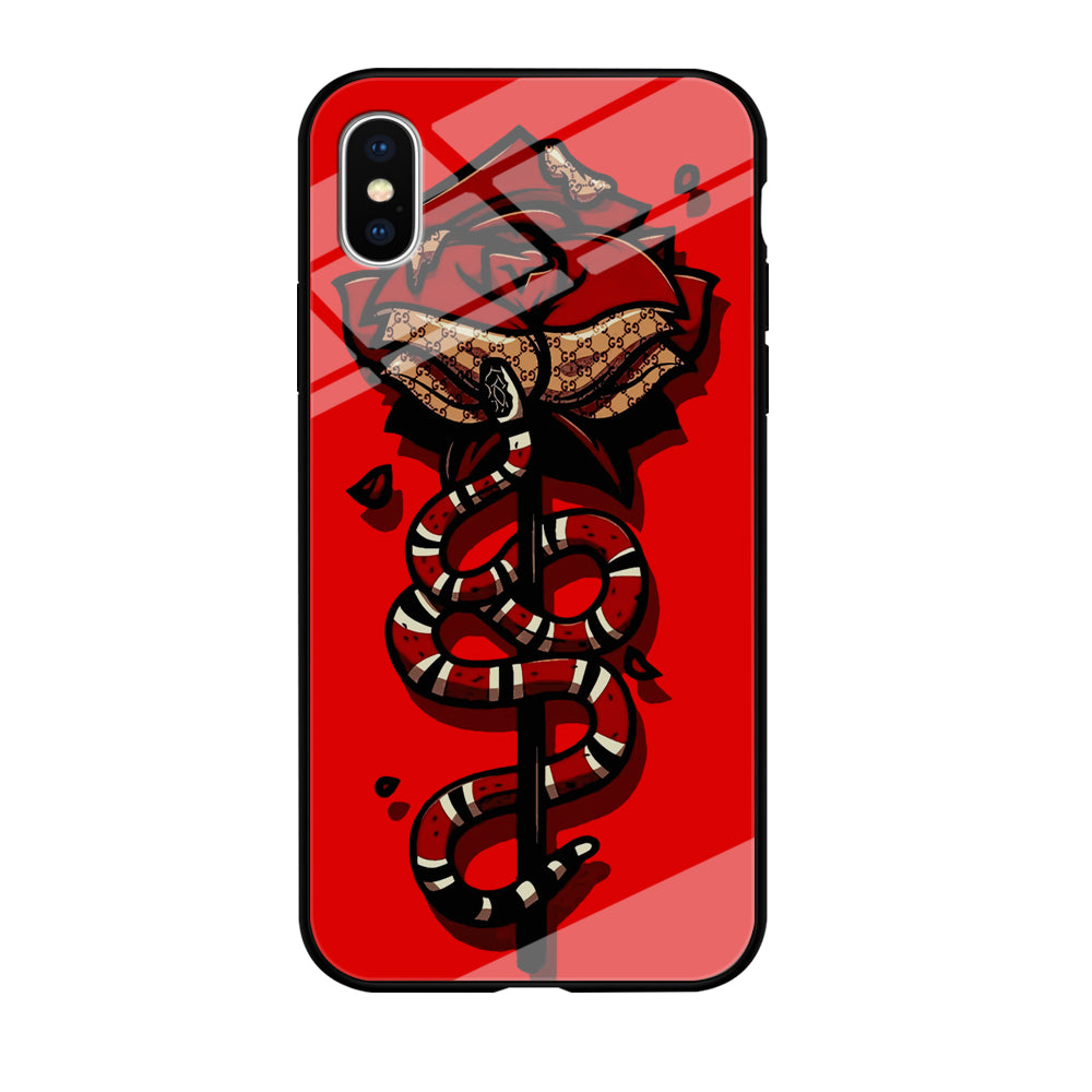 Red Rose Red Snake iPhone Xs Case-Phone Case-Tempered Glass Case-Altracase