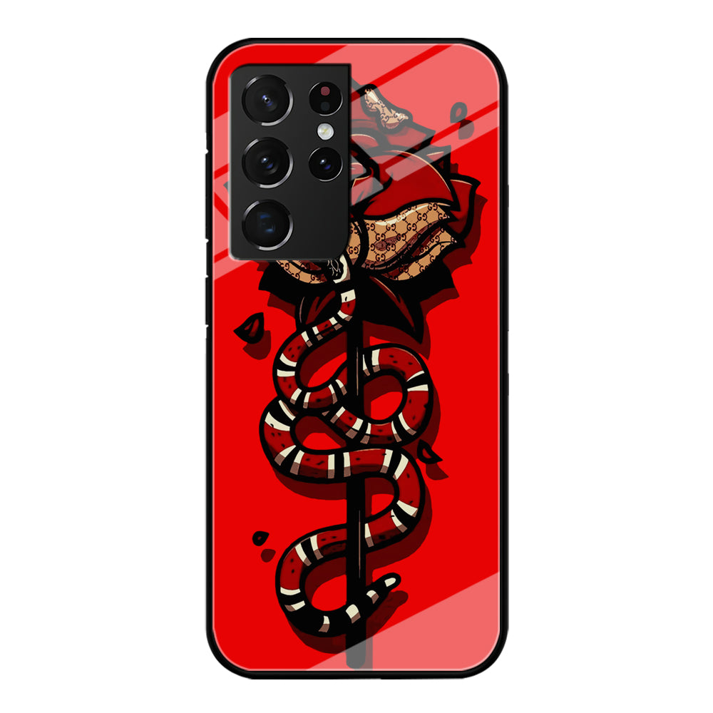 Red Rose Red Snake Samsung Galaxy S21 Ultra Case-Phone Case-Tempered Glass Case-Altracase