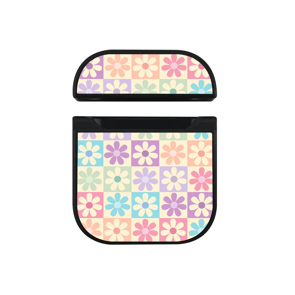 Retro Pastel Floral Squares Apple AirPods Case - Altracase