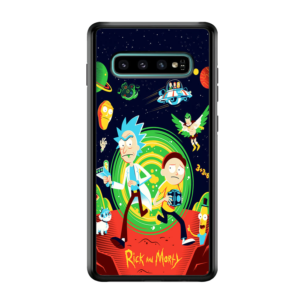Rick and Morty Cartoon Poster Samsung Galaxy S10 Case-Phone Case-Rubber Black (2D Case)-Altracase