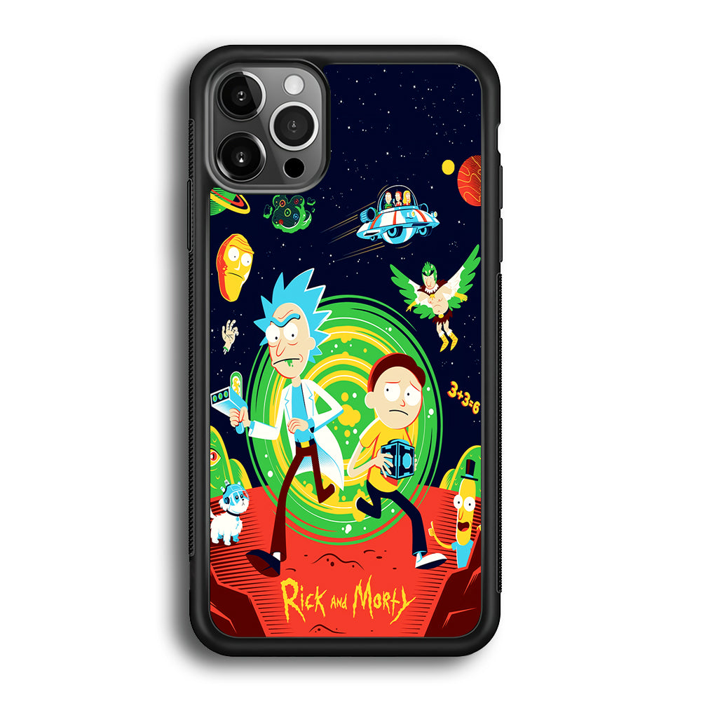 Rick and Morty Cartoon Poster iPhone 12 Pro Max Case-Phone Case-Rubber Black (2D Case)-Altracase