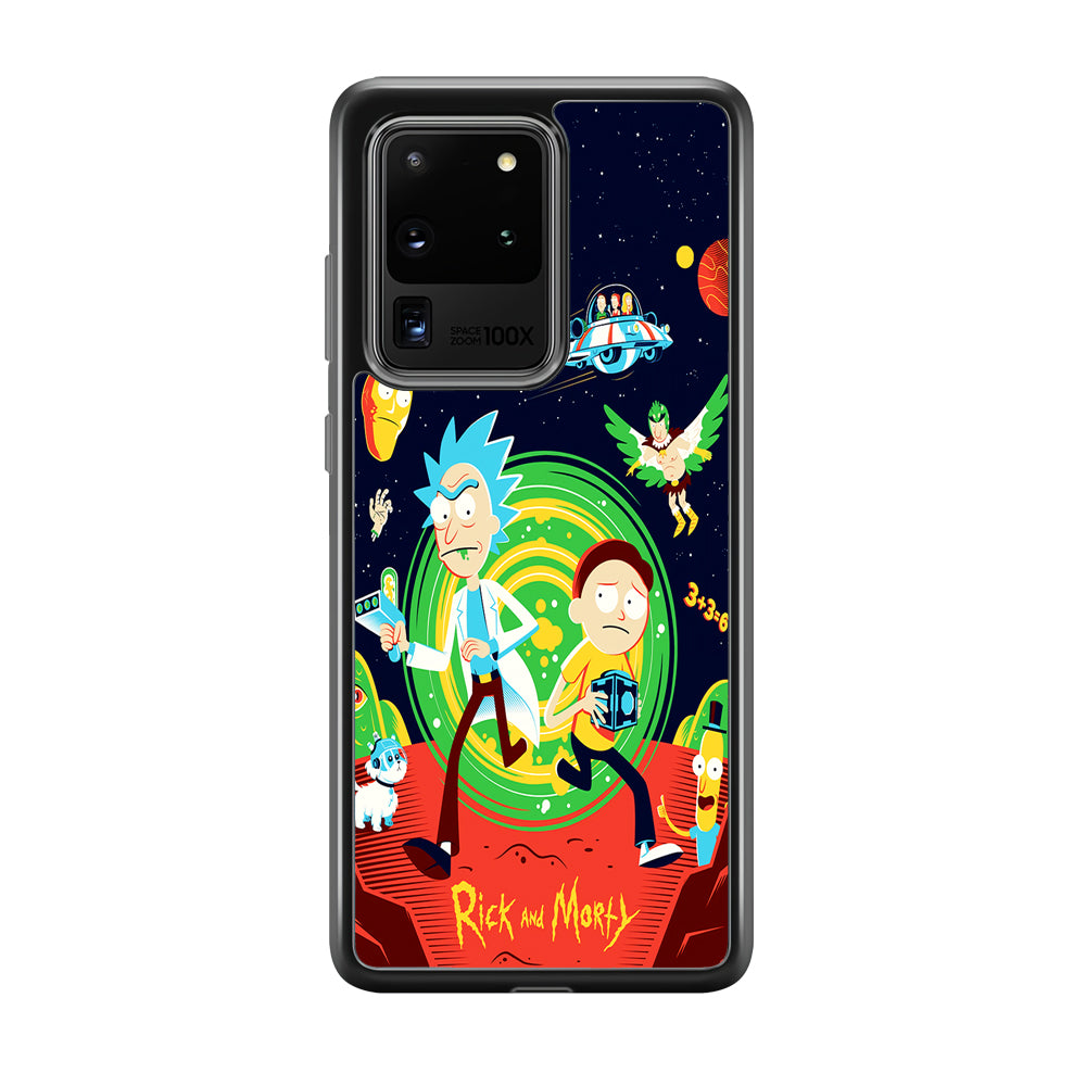 Rick and Morty Cartoon Poster Samsung Galaxy S20 Ultra Case-Phone Case-Rubber Black (2D Case)-Altracase