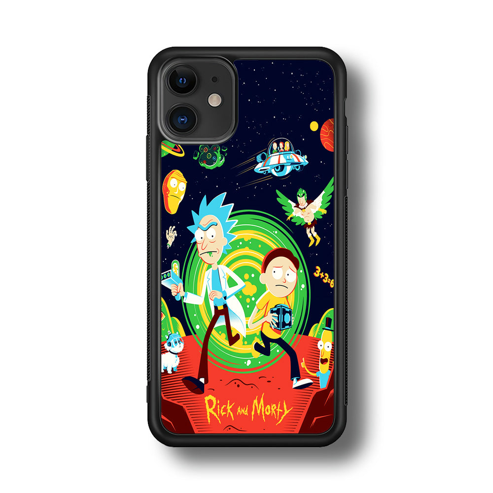 Rick and Morty Cartoon Poster iPhone 11 Case-Phone Case-Rubber Black (2D Case)-Altracase