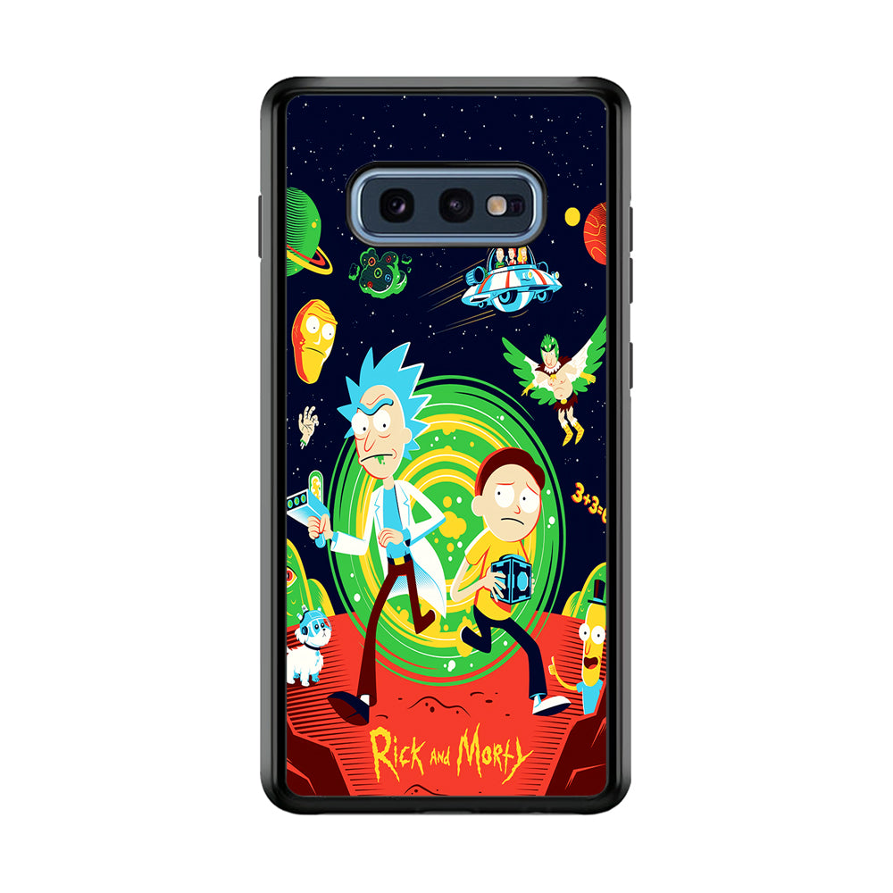 Rick and Morty Cartoon Poster Samsung Galaxy S10E Case-Phone Case-Rubber Black (2D Case)-Altracase