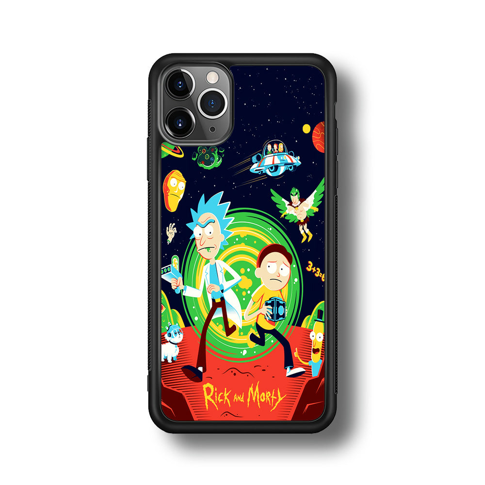 Rick and Morty Cartoon Poster iPhone 11 Pro Max Case-Phone Case-Rubber Black (2D Case)-Altracase