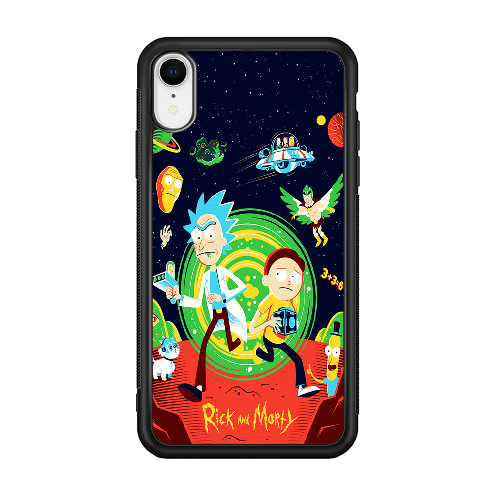 Rick and Morty Cartoon Poster iPhone XR Case-Phone Case-Rubber Black (2D Case)-Altracase