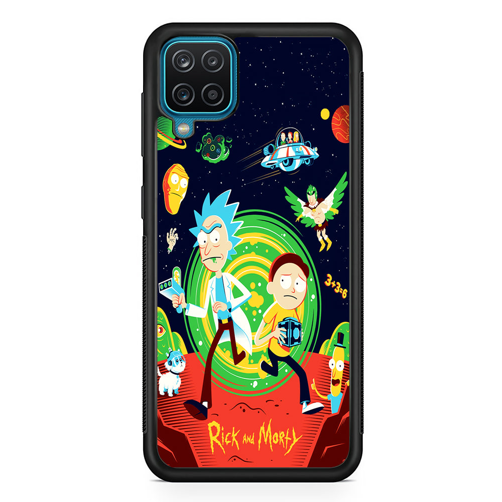 Rick and Morty Cartoon Poster Samsung Galaxy A12 Case-Phone Case-Rubber Black (2D Case)-Altracase