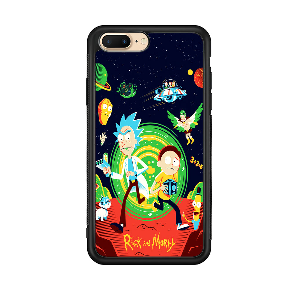 Rick and Morty Cartoon Poster iPhone 8 Plus Case-Phone Case-Rubber Black (2D Case)-Altracase