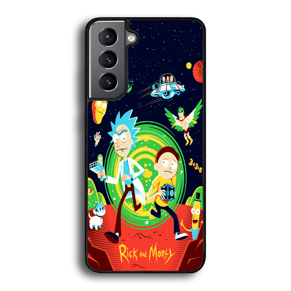 Rick and Morty Cartoon Poster Samsung Galaxy S23 Case-Phone Case-Rubber Black (2D Case)-Altracase