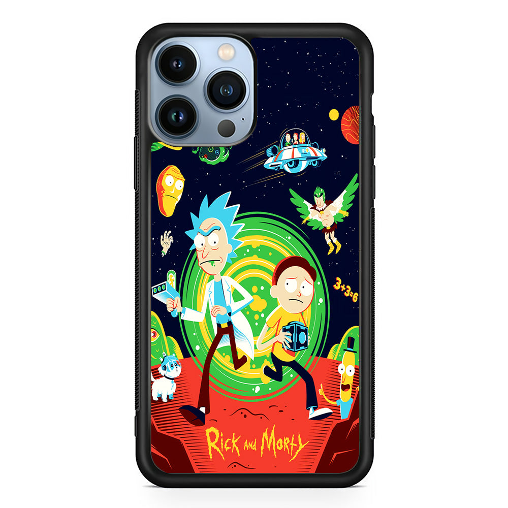 Rick and Morty Cartoon Poster iPhone 15 Pro Case-Phone Case-Rubber Black (2D Case)-Altracase