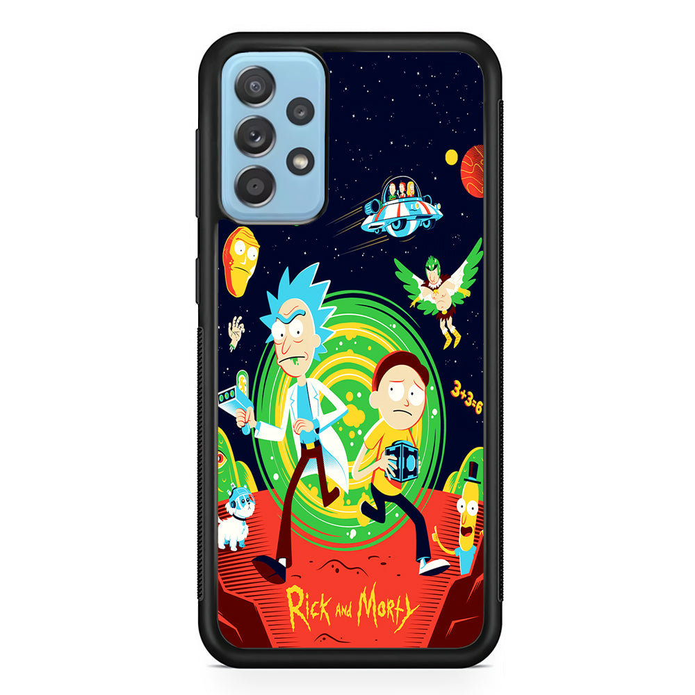 Rick and Morty Cartoon Poster Samsung Galaxy A52 Case-Phone Case-Rubber Black (2D Case)-Altracase