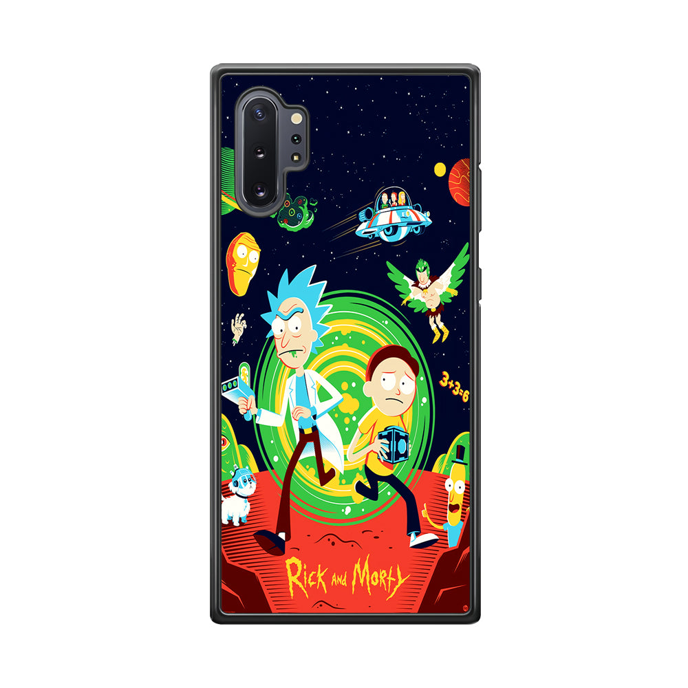 Rick and Morty Cartoon Poster Samsung Galaxy Note 10 Plus Case-Phone Case-Rubber Black (2D Case)-Altracase