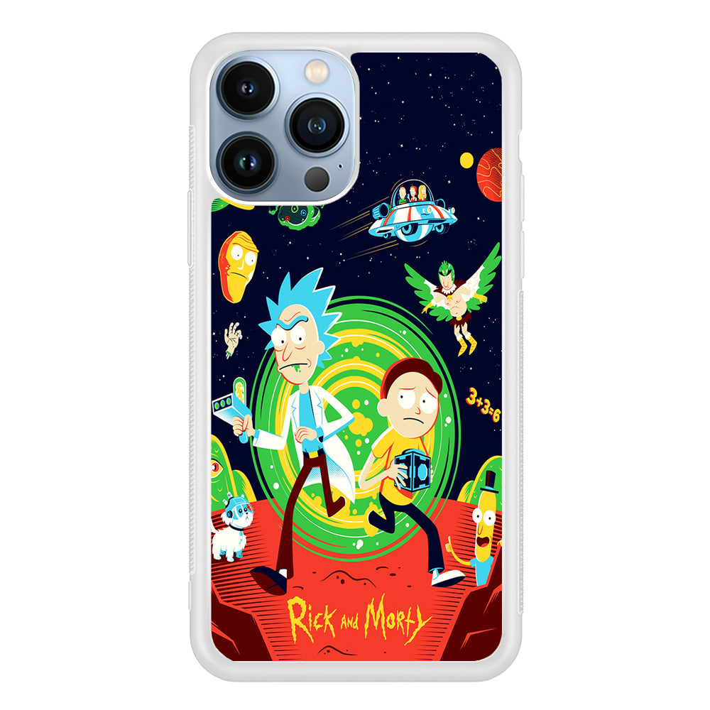 Rick and Morty Cartoon Poster iPhone 15 Pro Case-Phone Case-Rubber White (2D Case)-Altracase