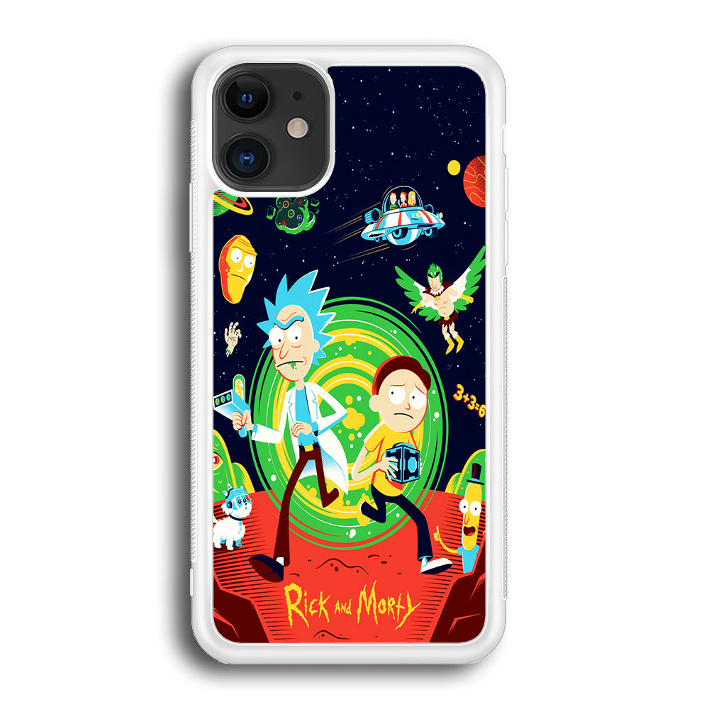Rick and Morty Cartoon Poster iPhone 12 Case-Phone Case-Rubber White (2D Case)-Altracase