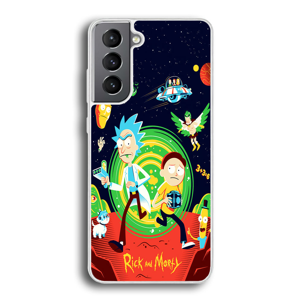 Rick and Morty Cartoon Poster Samsung Galaxy S24 Case-Phone Case-Rubber White (2D Case)-Altracase