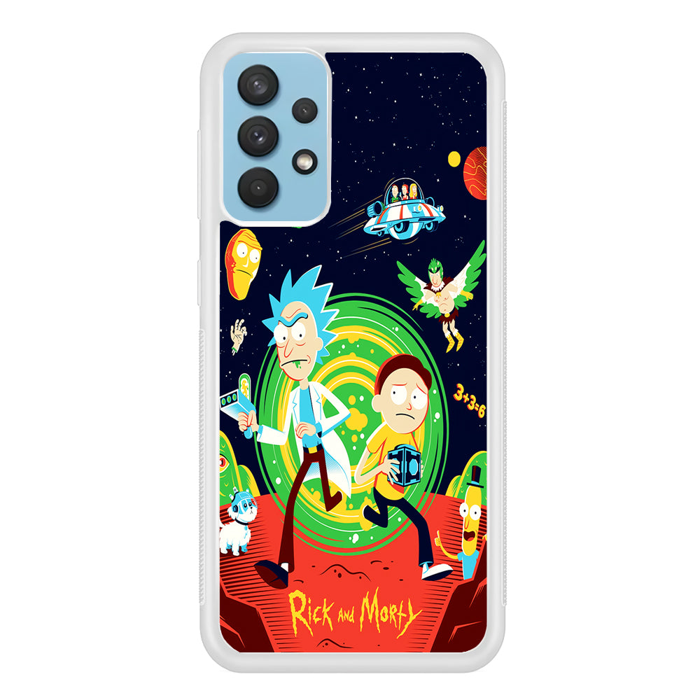 Rick and Morty Cartoon Poster Samsung Galaxy A32 Case-Phone Case-Rubber White (2D Case)-Altracase