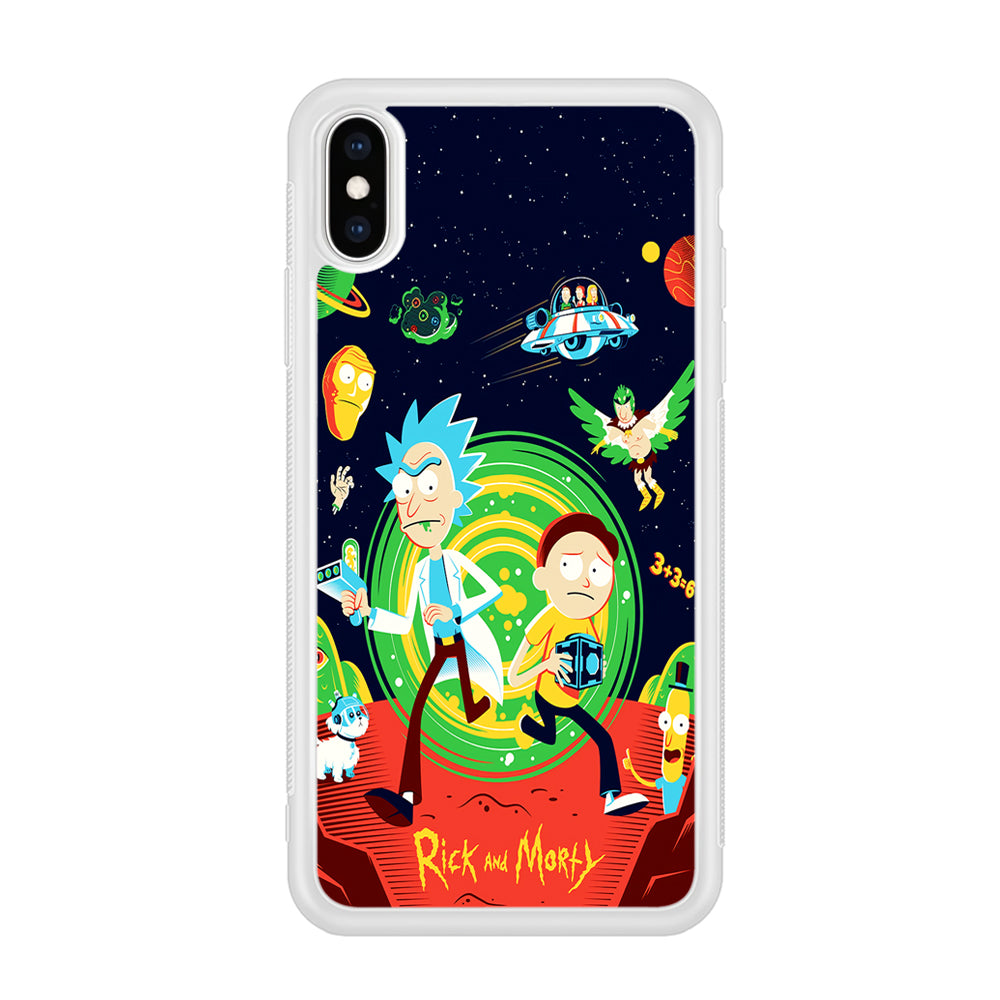 Rick and Morty Cartoon Poster iPhone Xs Case-Phone Case-Rubber White (2D Case)-Altracase