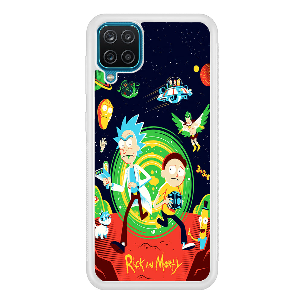 Rick and Morty Cartoon Poster Samsung Galaxy A12 Case-Phone Case-Rubber White (2D Case)-Altracase