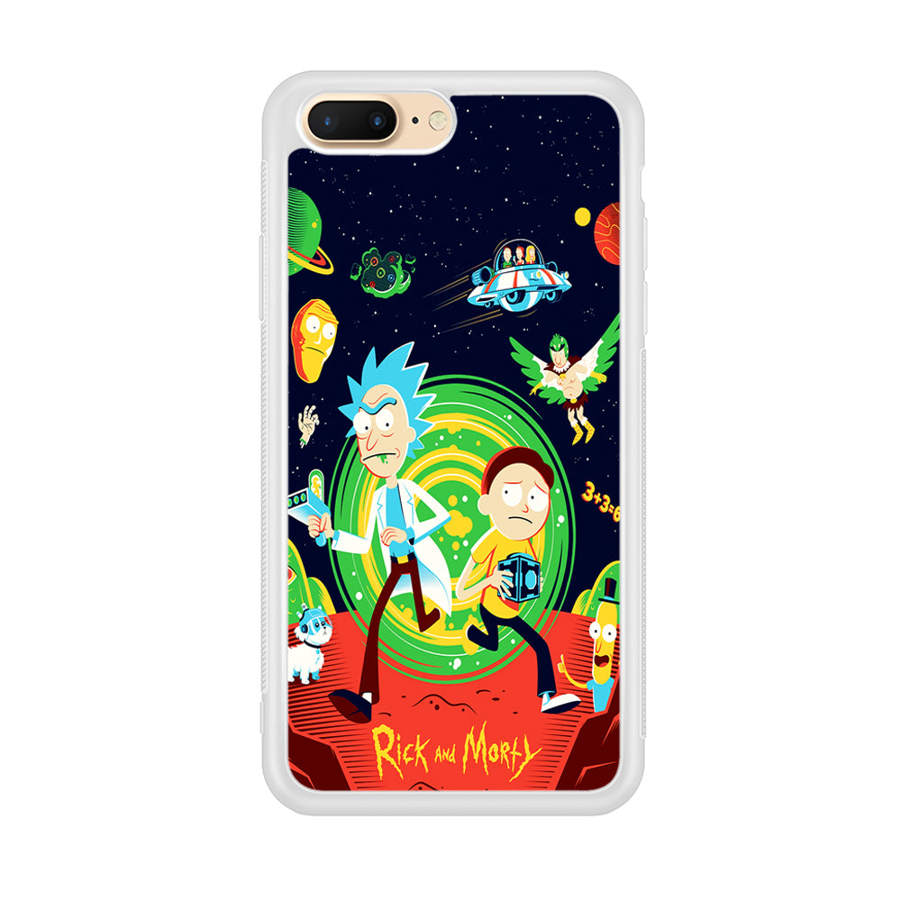 Rick and Morty Cartoon Poster iPhone 8 Plus Case-Phone Case-Rubber White (2D Case)-Altracase