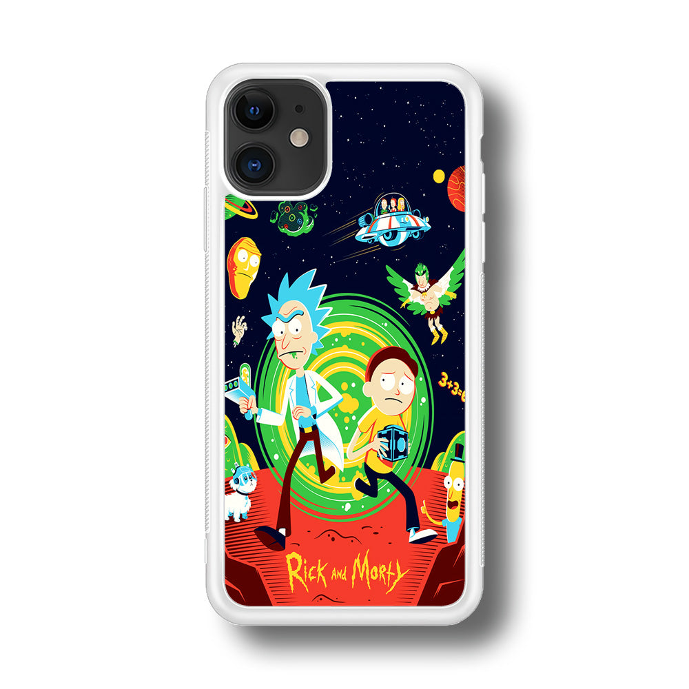 Rick and Morty Cartoon Poster iPhone 11 Case-Phone Case-Rubber White (2D Case)-Altracase