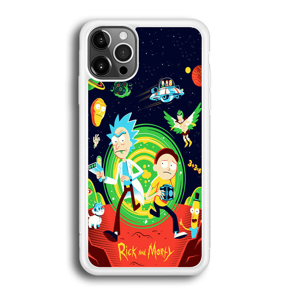 Rick and Morty Cartoon Poster iPhone 12 Pro Max Case-Phone Case-Rubber White (2D Case)-Altracase