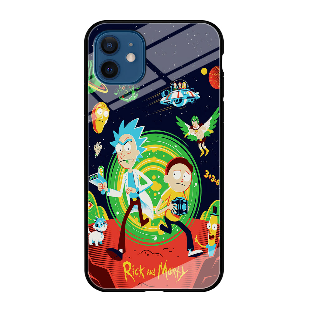 Rick and Morty Cartoon Poster iPhone 12 Case-Phone Case-Tempered Glass Case-Altracase