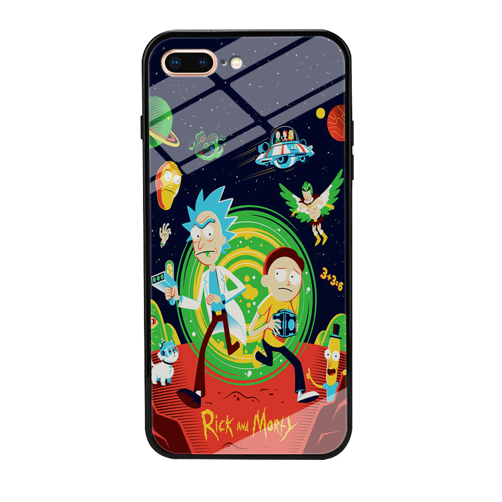Rick and Morty Cartoon Poster iPhone 8 Plus Case-Phone Case-Tempered Glass Case-Altracase