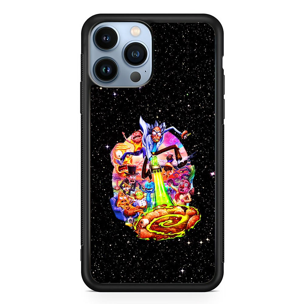 Rick and Morty Galaxy Starlight iPhone 15 Pro Case-Phone Case-Rubber Black (2D Case)-Altracase