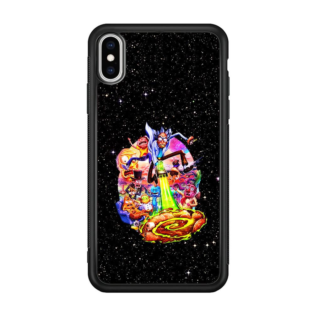 Rick and Morty Galaxy Starlight iPhone Xs Case-Phone Case-Rubber Black (2D Case)-Altracase