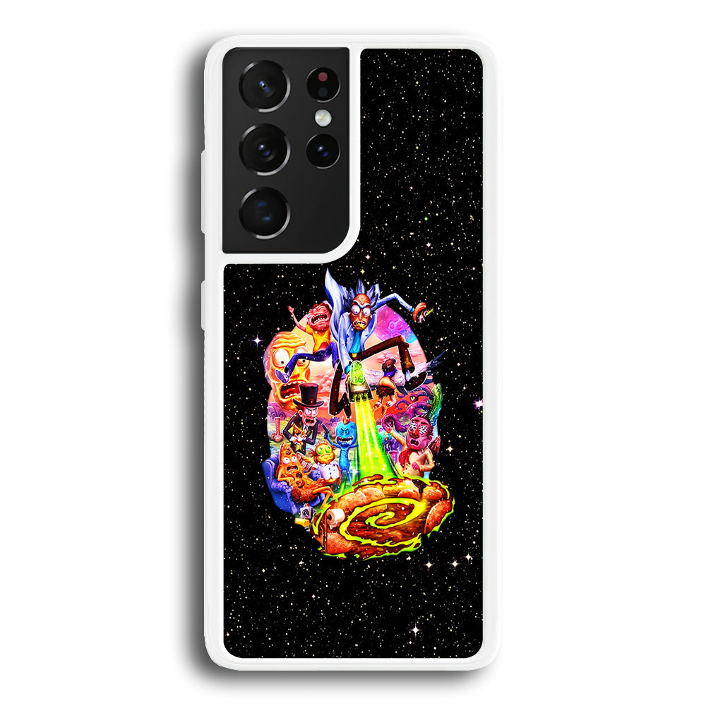 Rick and Morty Galaxy Starlight Samsung Galaxy S24 Ultra Case-Phone Case-Rubber White (2D Case)-Altracase