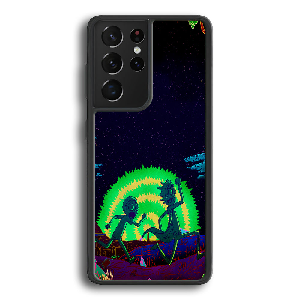 Rick and Morty Green Portal Samsung Galaxy S25 Ultra Case-Phone Case-Rubber Black (2D Case)-Altracase