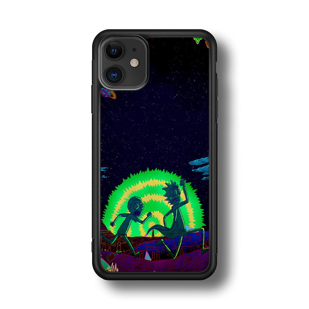 Rick and Morty Green Portal iPhone 11 Case-Phone Case-Rubber Black (2D Case)-Altracase