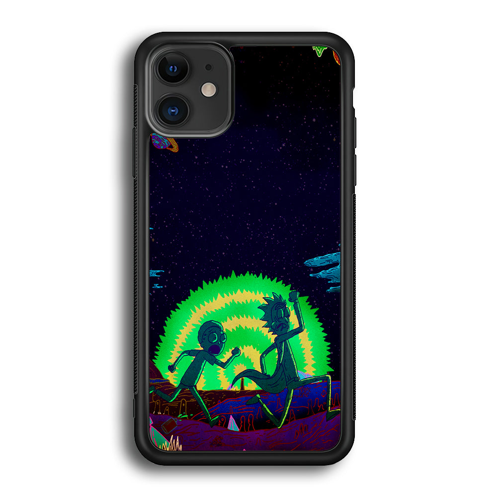 Rick and Morty Green Portal iPhone 12 Case-Phone Case-Rubber Black (2D Case)-Altracase