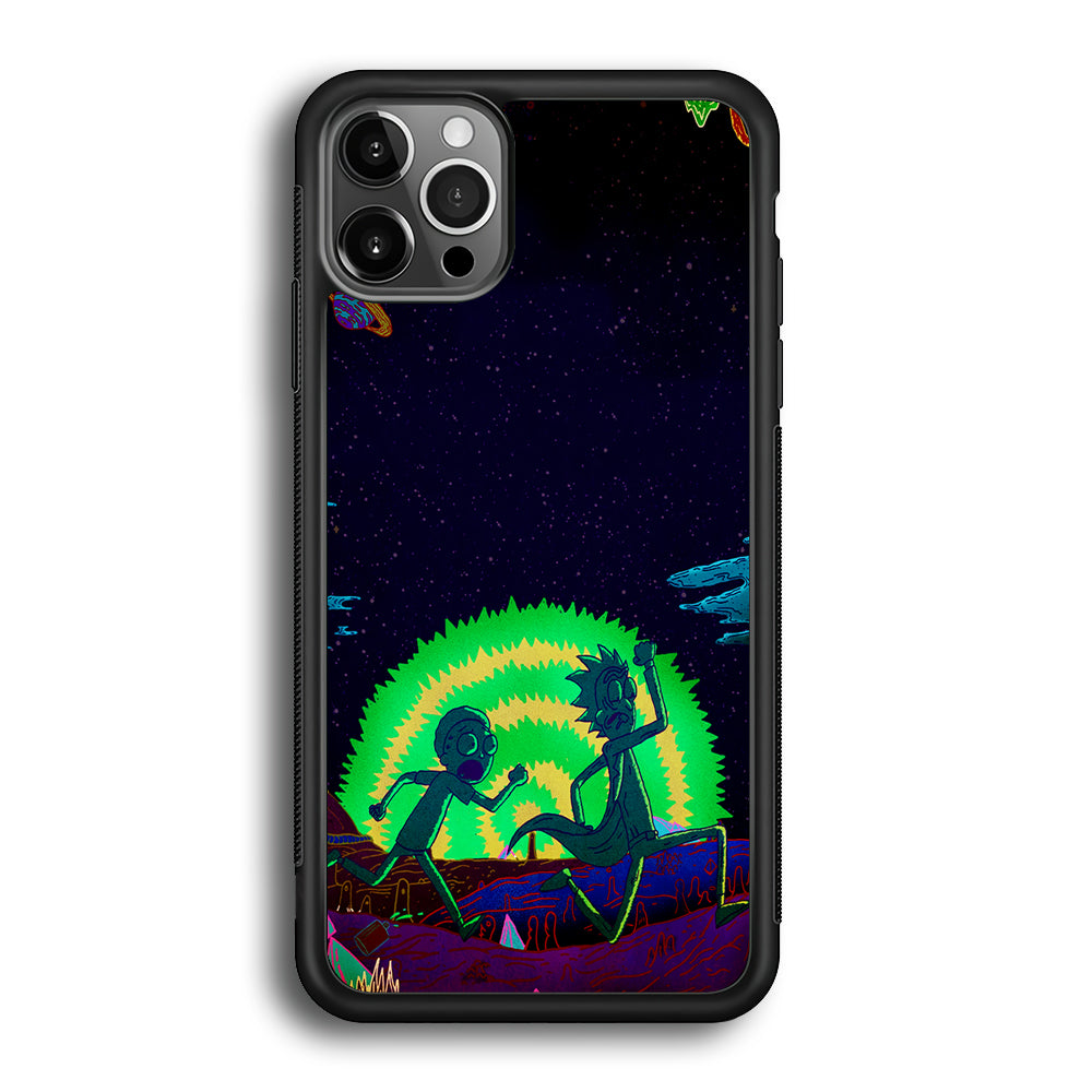 Rick and Morty Green Portal iPhone 12 Pro Case-Phone Case-Rubber Black (2D Case)-Altracase