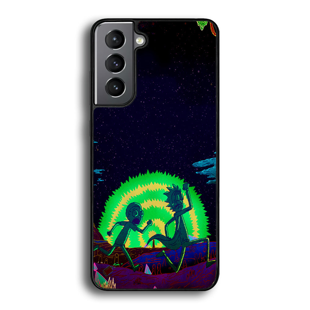 Rick and Morty Green Portal Samsung Galaxy S24 Case-Phone Case-Rubber Black (2D Case)-Altracase
