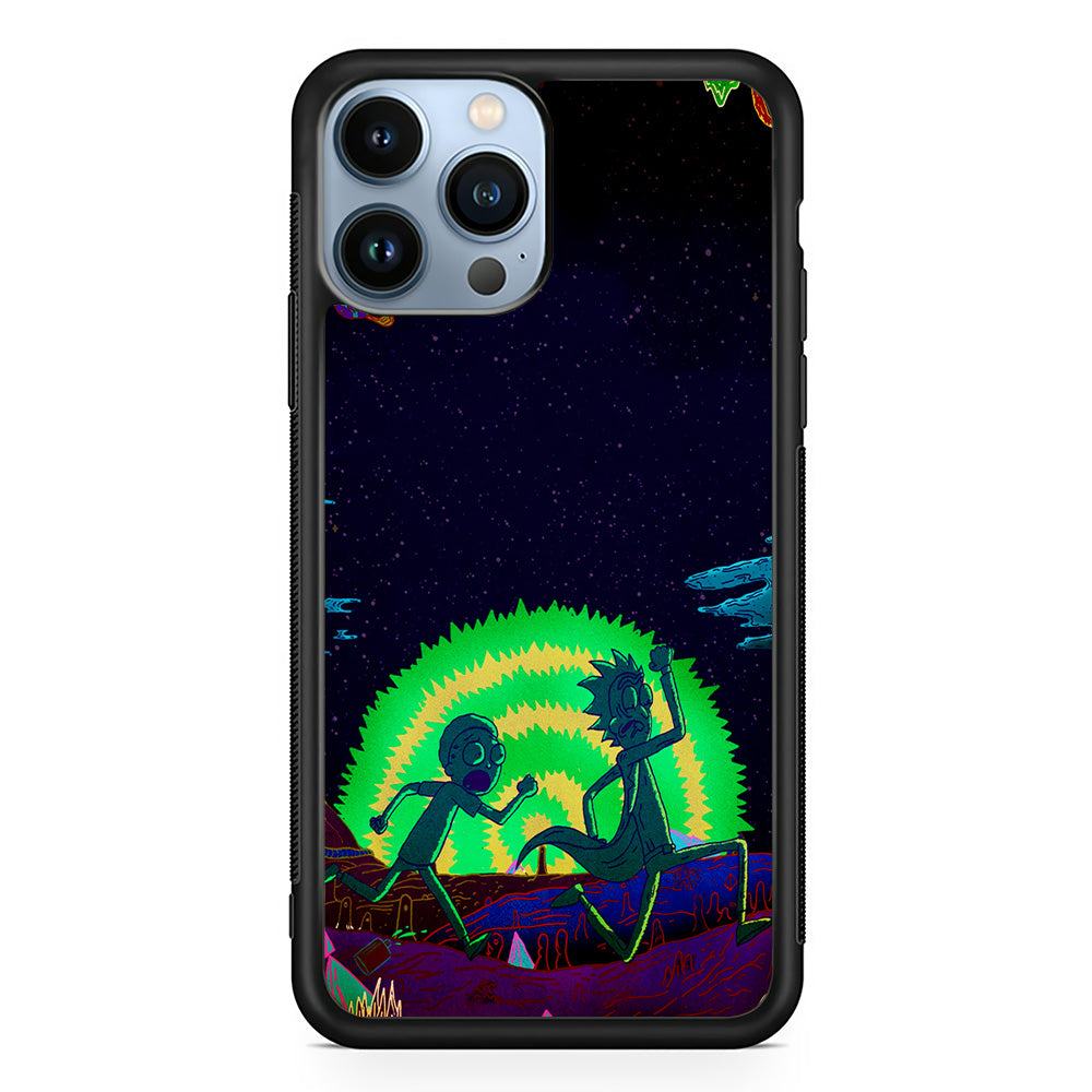 Rick and Morty Green Portal iPhone 15 Pro Max Case-Phone Case-Rubber Black (2D Case)-Altracase