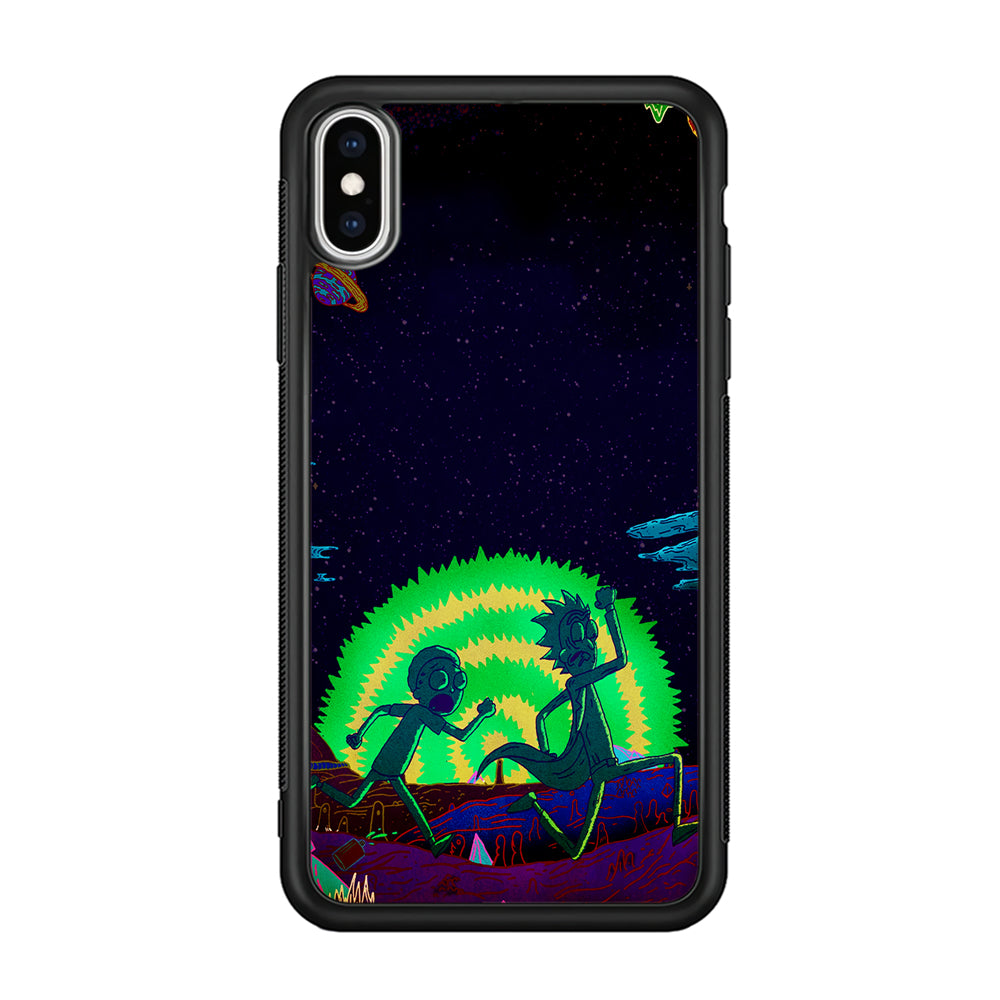 Rick and Morty Green Portal iPhone Xs Case-Phone Case-Rubber Black (2D Case)-Altracase
