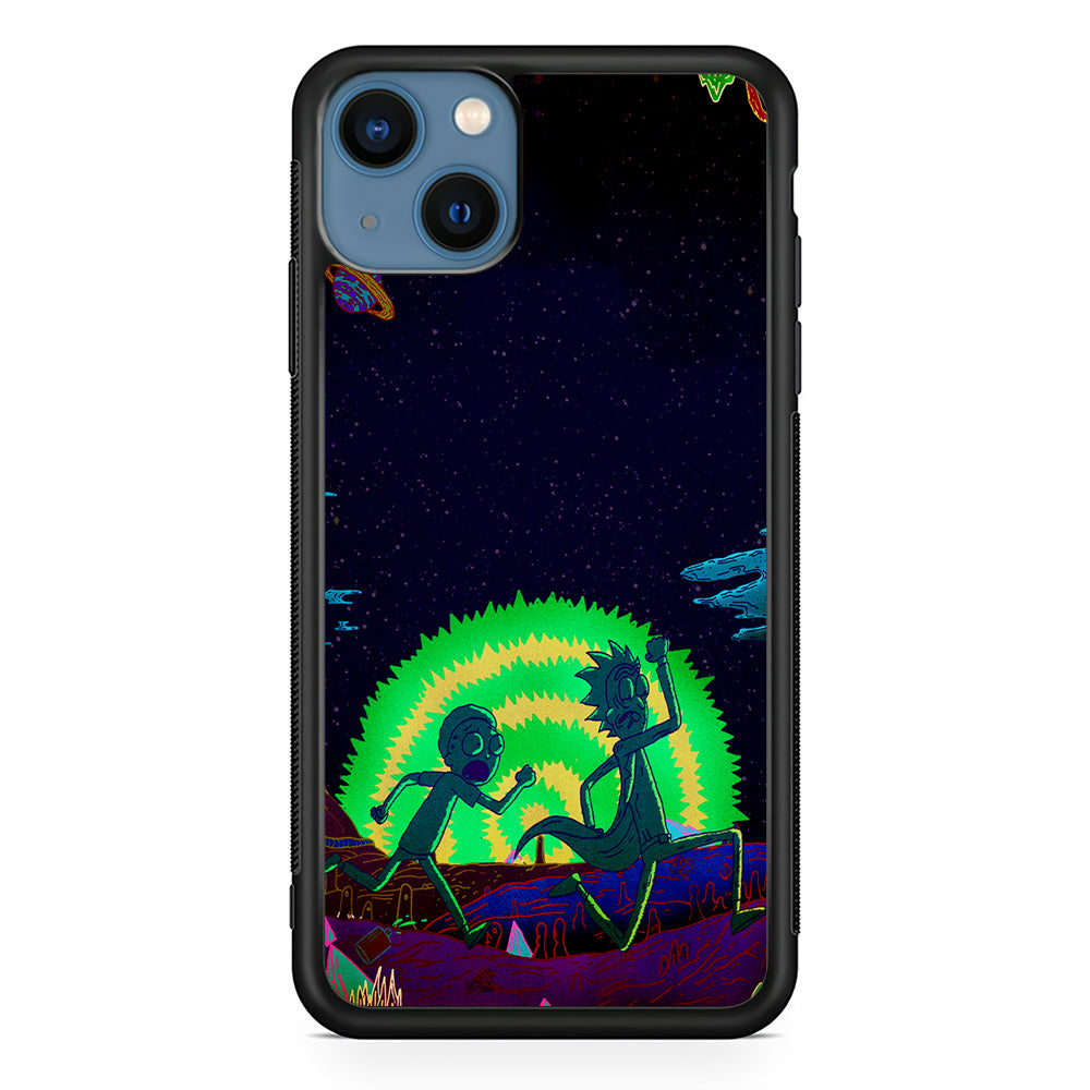 Rick and Morty Green Portal iPhone 13 Mini Case-Phone Case-Rubber Black (2D Case)-Altracase
