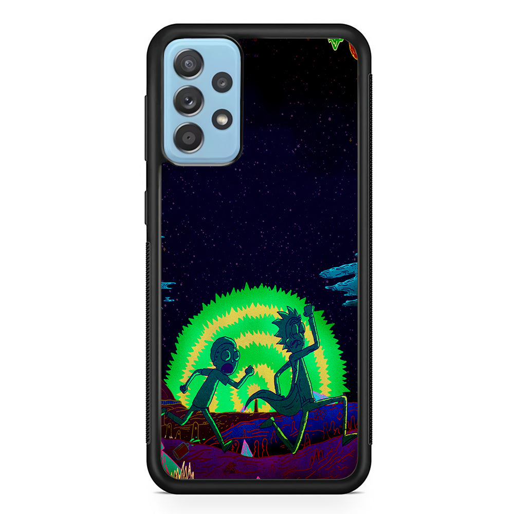 Rick and Morty Green Portal Samsung Galaxy A72 Case-Phone Case-Rubber Black (2D Case)-Altracase