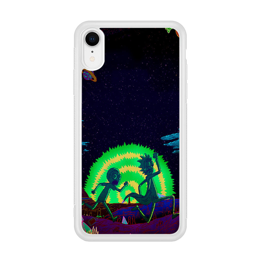 Rick and Morty Green Portal iPhone XR Case-Phone Case-Rubber White (2D Case)-Altracase