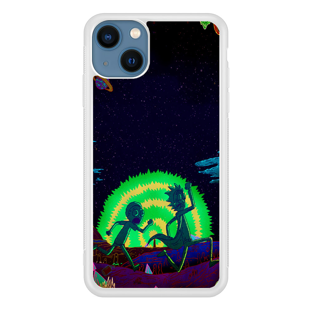 Rick and Morty Green Portal iPhone 13 Mini Case-Phone Case-Rubber White (2D Case)-Altracase