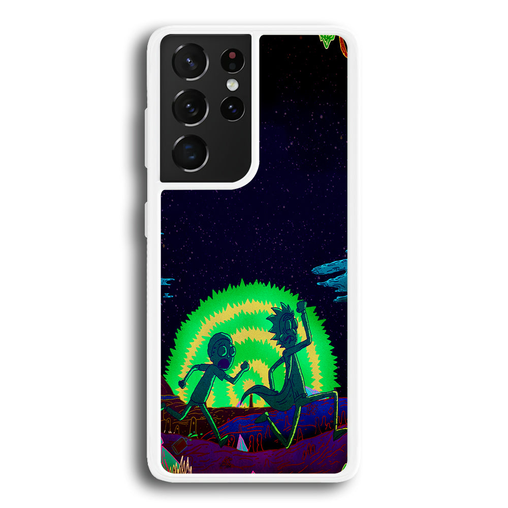 Rick and Morty Green Portal Samsung Galaxy S21 Ultra Case-Phone Case-Rubber White (2D Case)-Altracase