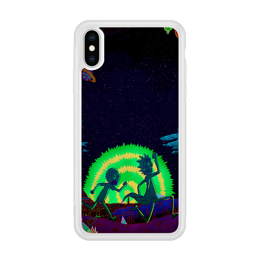 Rick and Morty Green Portal iPhone X Case-Phone Case-Rubber White (2D Case)-Altracase
