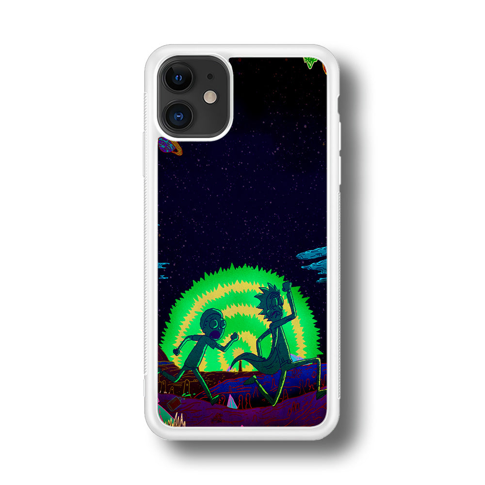 Rick and Morty Green Portal iPhone 11 Case-Phone Case-Rubber White (2D Case)-Altracase
