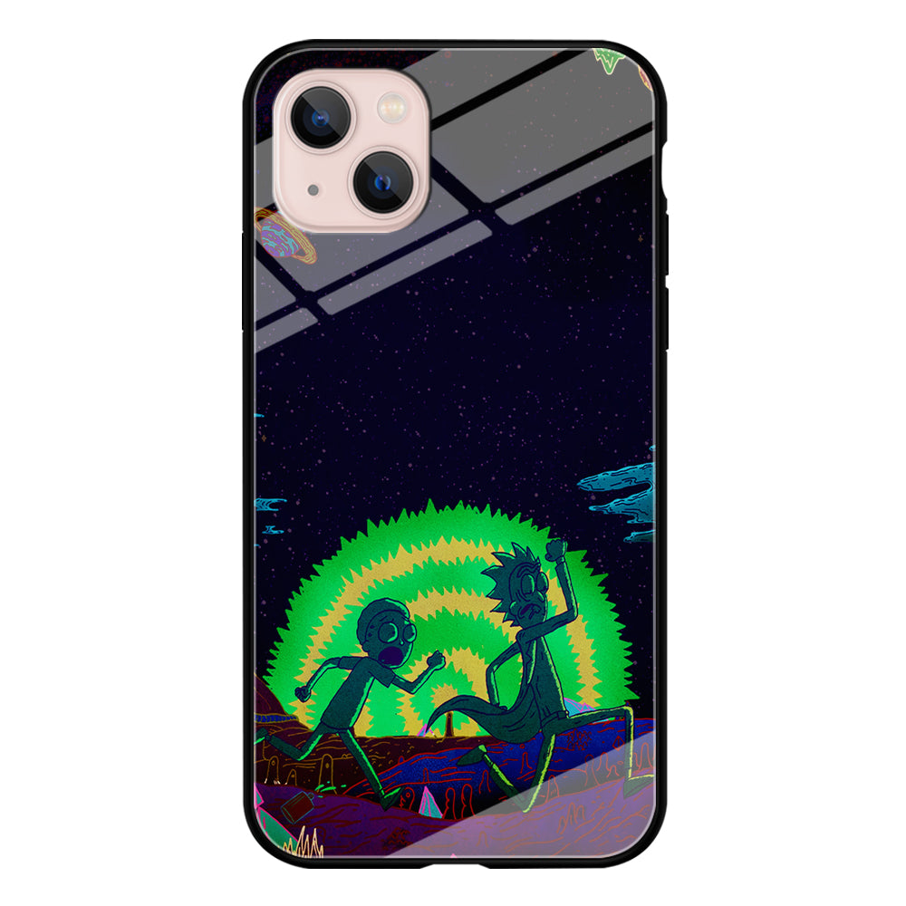 Rick and Morty Green Portal iPhone 13 Mini Case-Phone Case-Tempered Glass Case-Altracase