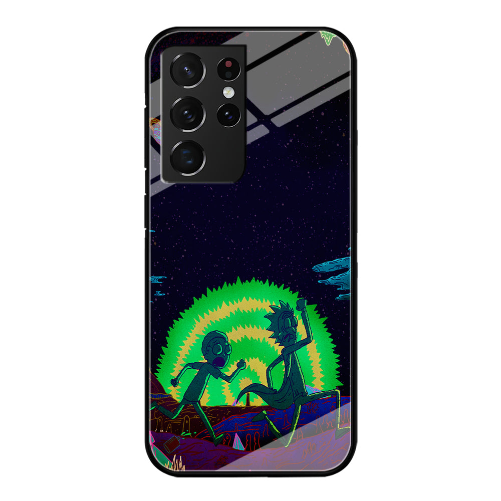 Rick and Morty Green Portal Samsung Galaxy S23 Ultra Case-Phone Case-Tempered Glass Case-Altracase
