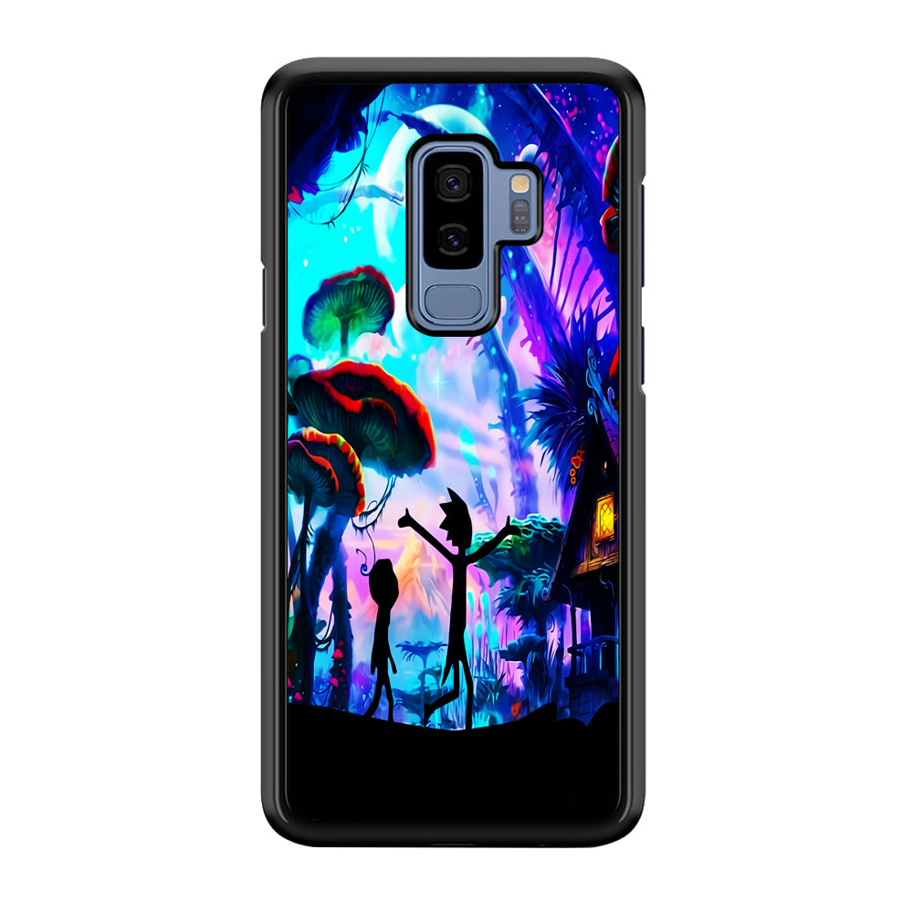 Rick and Morty Mushroom Forest Samsung Galaxy S9 Plus Case-Phone Case-Rubber Black (2D Case)-Altracase