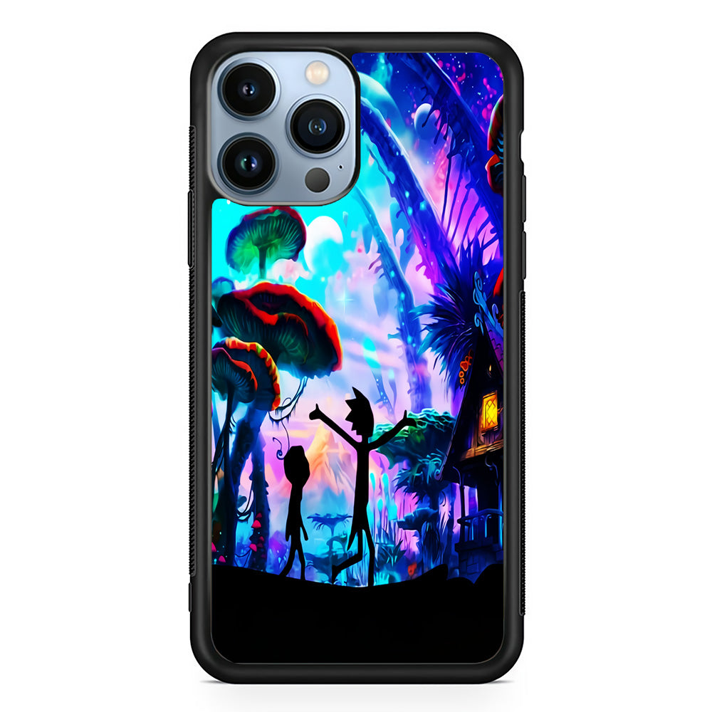 Rick and Morty Mushroom Forest iPhone 13 Pro Case-Phone Case-Rubber Black (2D Case)-Altracase