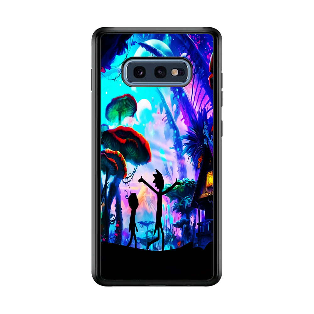 Rick and Morty Mushroom Forest Samsung Galaxy S10E Case-Phone Case-Rubber Black (2D Case)-Altracase
